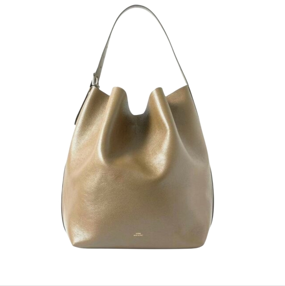 Toteme Designer New Taupe Leather Shoulder Bag Purse Italy - Picture 2 of 16